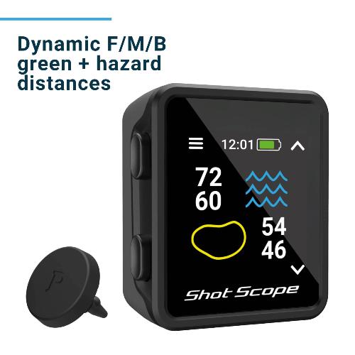 Shot Scope H4 GPS Handheld with Performance Tracking - F/M/B green and hazard distances - 36,000+ pre-loaded courses - 100+ statistics including Strokes Gained - No subscriptions