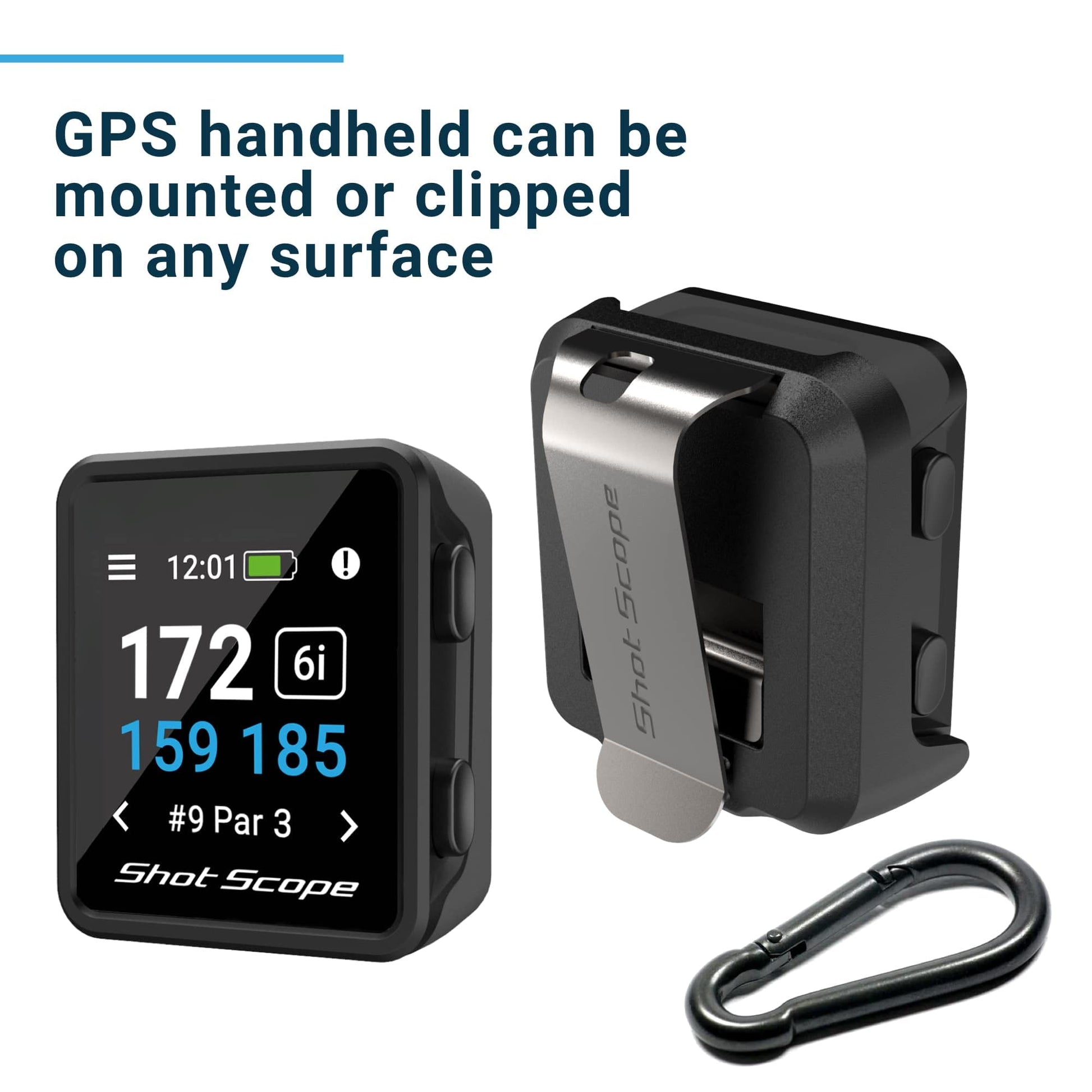 Shot Scope H4 GPS Handheld with Performance Tracking - F/M/B green and hazard distances - 36,000+ pre-loaded courses - 100+ statistics including Strokes Gained - No subscriptions