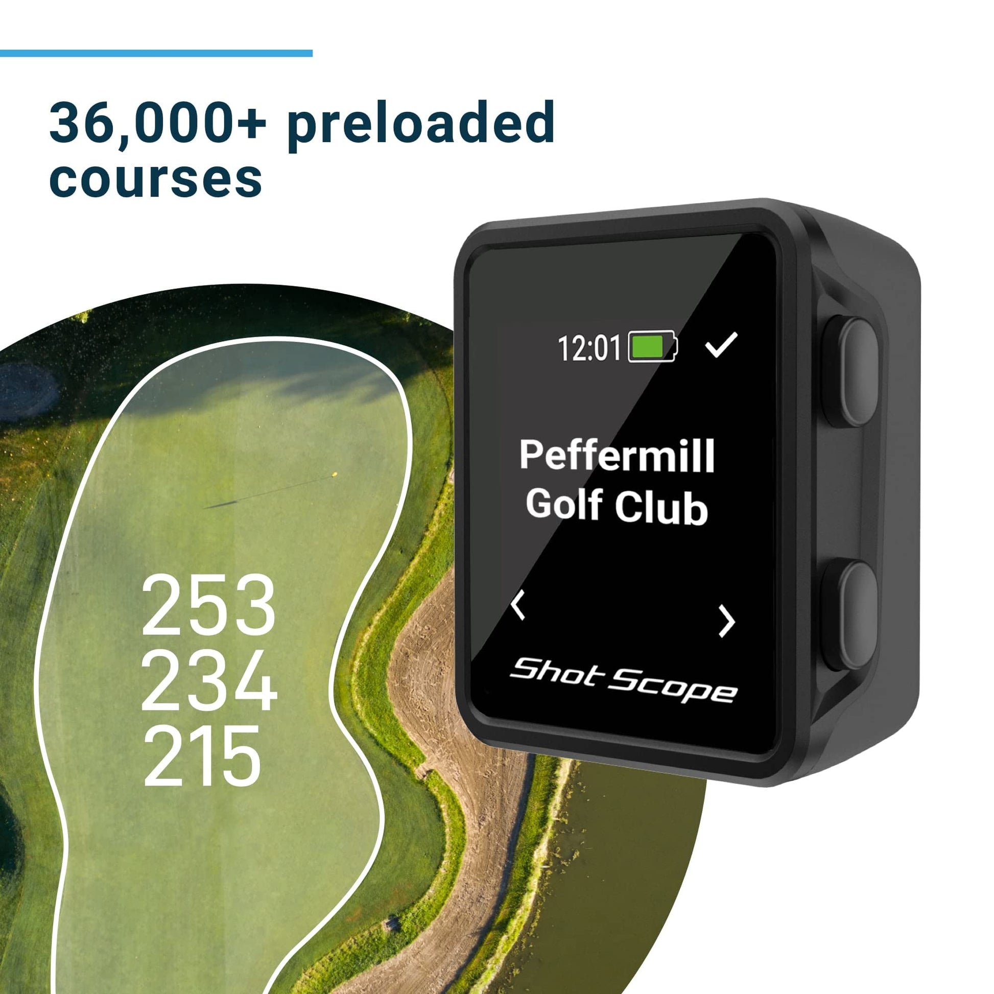 Shot Scope H4 GPS Handheld with Performance Tracking - F/M/B green and hazard distances - 36,000+ pre-loaded courses - 100+ statistics including Strokes Gained - No subscriptions